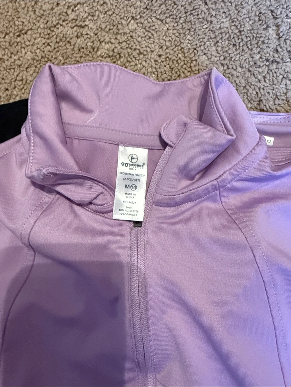 90 Degree By Reflex Lavender and black lightweight set. 2 skirts 1 quarter zip